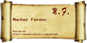 Macher Ferenc névjegykártya