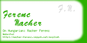 ferenc macher business card